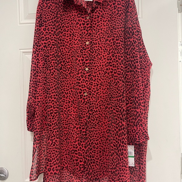 NWT Michael Kors Sexy Red Leopard Print Swim Cover - Picture 1 of 5